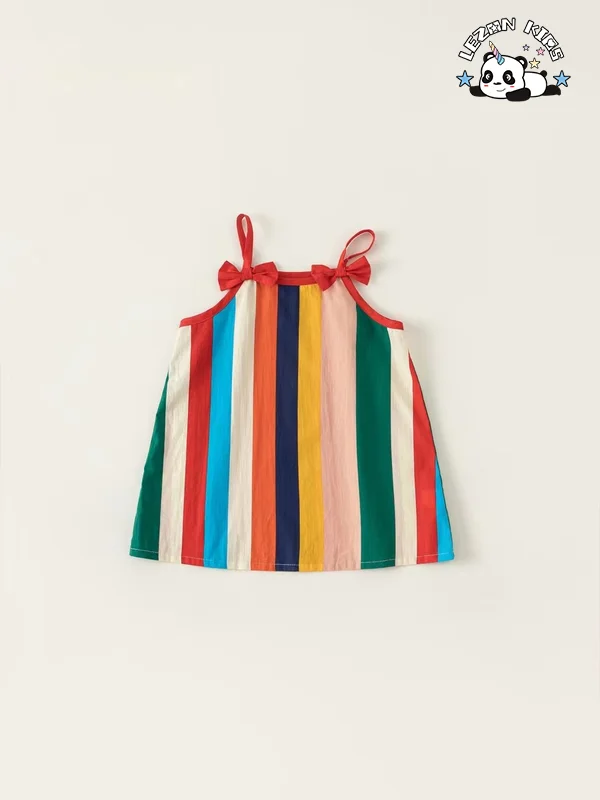 LEZONKIDS - Wholesale New Trends Multi-colors Latest Spaghetti Strap Frocks Girls Party Dresses for Summer